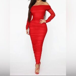 Fashion Nova mesh ruched dress